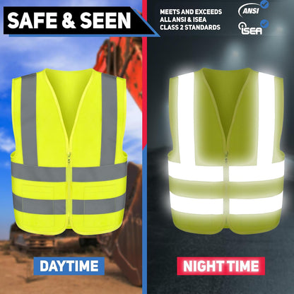 Neiko High Visibility Safety Vest ANSI Class 2, 2 Pockets