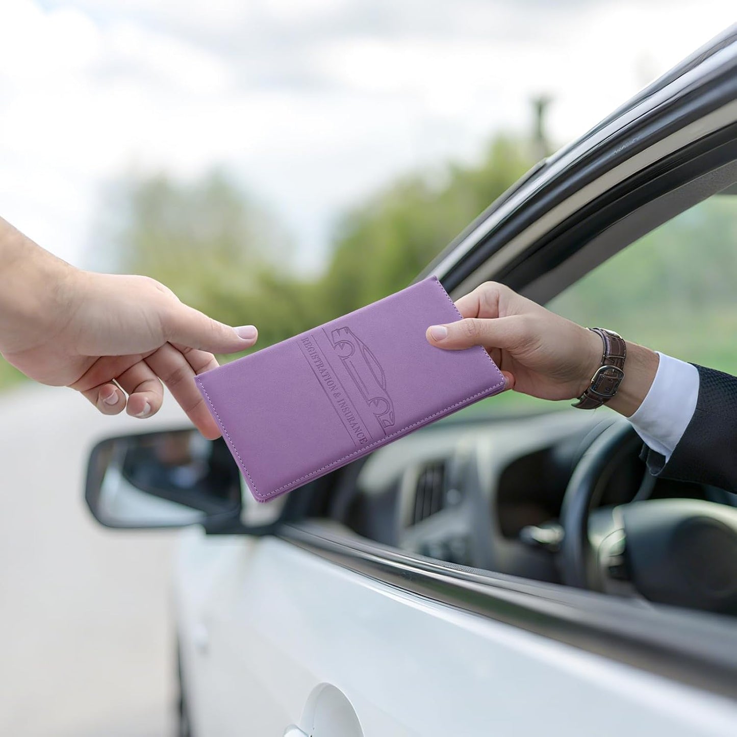 JUSTTOP 1Pack Car Registration and Insurance Holder,Car Document Holder for Cards License with Magnetic Shut,Vehicle Glove Box Car Organizer for Documents, Cards, License(Black)