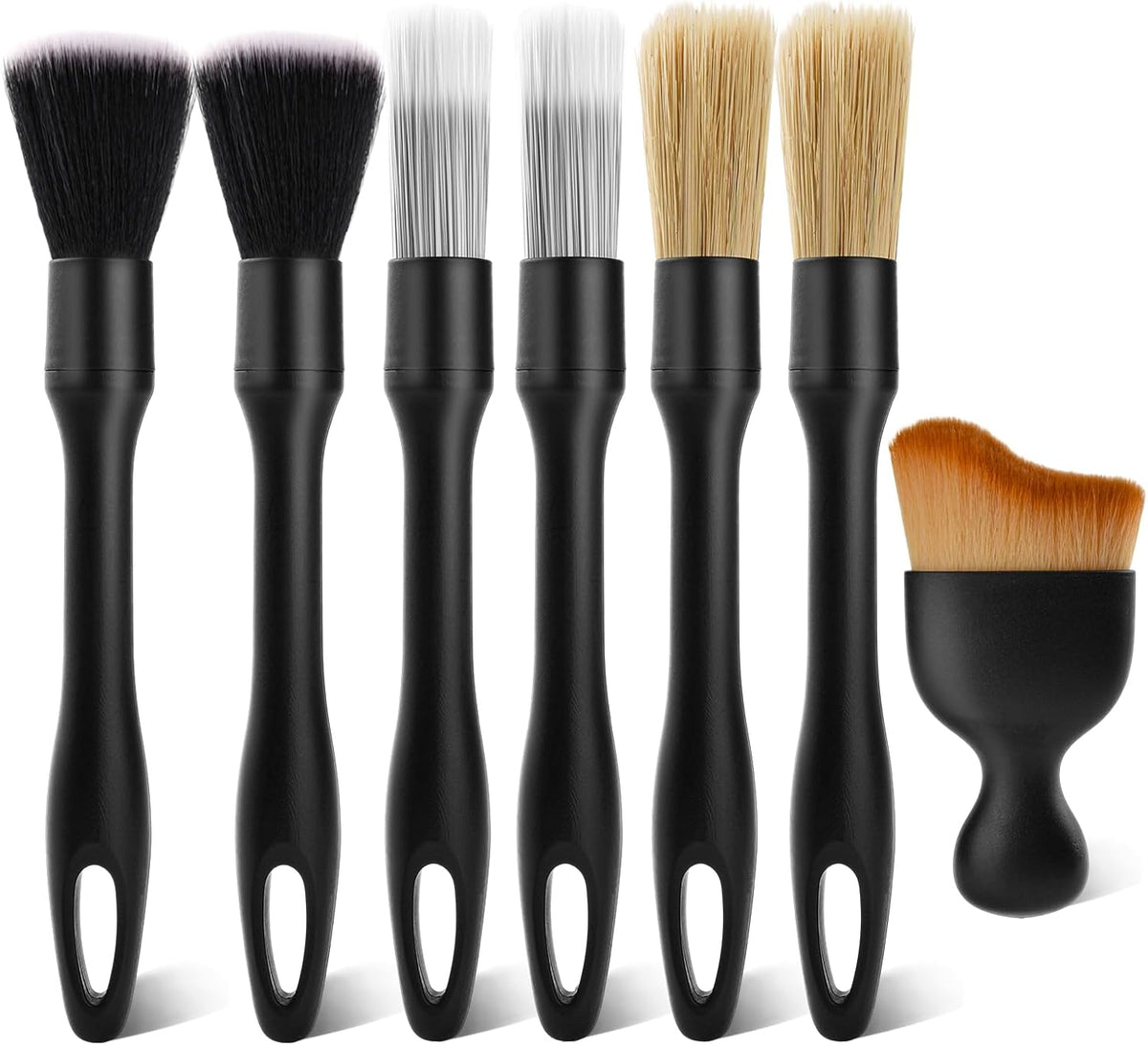 4PCS Car Detailing Brush Kit - Ultra Soft Boars Hair Car Interior Detailing Brushes, Includes 4 Different Brushes, Multi-use for Cleaning Interior or Exterior - Perfect Car Accessory Gift