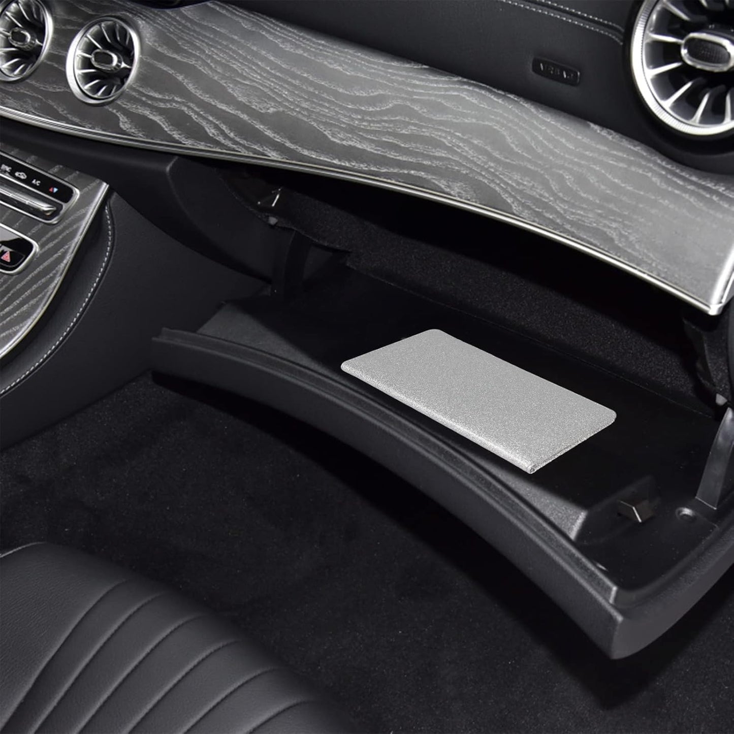 Car Registration and Insurance Holder, Premium Leather Insurance and Registration Holder,vehicle Glove Box Car Organizer, with Magnetic Shut for Cards, Driver License (Glitter Silver)