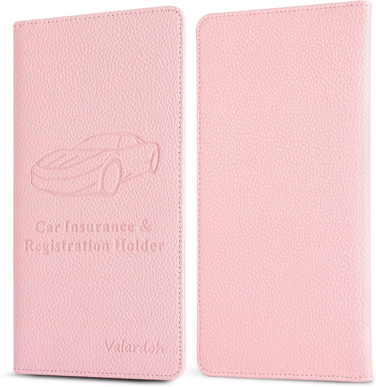 Valardoh Premium Car Registration and Insurance Card Holder, Car Document Holder for Cards, Driver License & other Essential Documents (Pink)