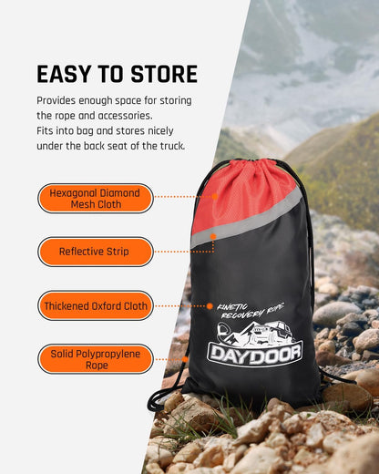 DAYDOOR Recovery Tow Rope Kit with 2 Soft Shackles, 7/16 Inch x 30 ft 31,200 Lbs UHMWPE Tow Strap, Synthetic Towing Rope Recovery Kit for ATV, UTV, SUV, Cars (Gray)