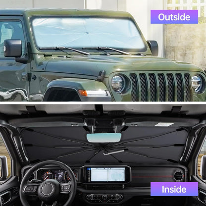 2026 Windshield Sun Shade Umbrella, Foldable Car Umbrella Sunshade with UV Block Car Front Window (Heat Insulation Protection) for Auto Windshield Covers Blackout Trucks Cars (Large)