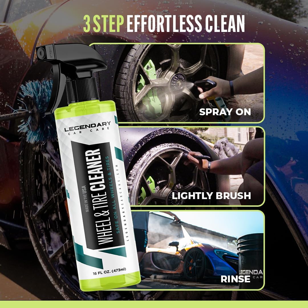 Legendary Wheel Cleaner Spray 16oz - Deep Cleaning Formula for All Wheel & Rim Finishes - Removes Brake Dust, Dirt & Grime