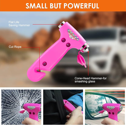 THINKWORK Car Emergency Kit for Teen Girl and Lady's Gifts, Pink Emergency Roadside Assistance kit with Digital Air Compressor, 10FT Jumper, First Aid Kit, and More Ideal Pink Car Accessories Tool -E7