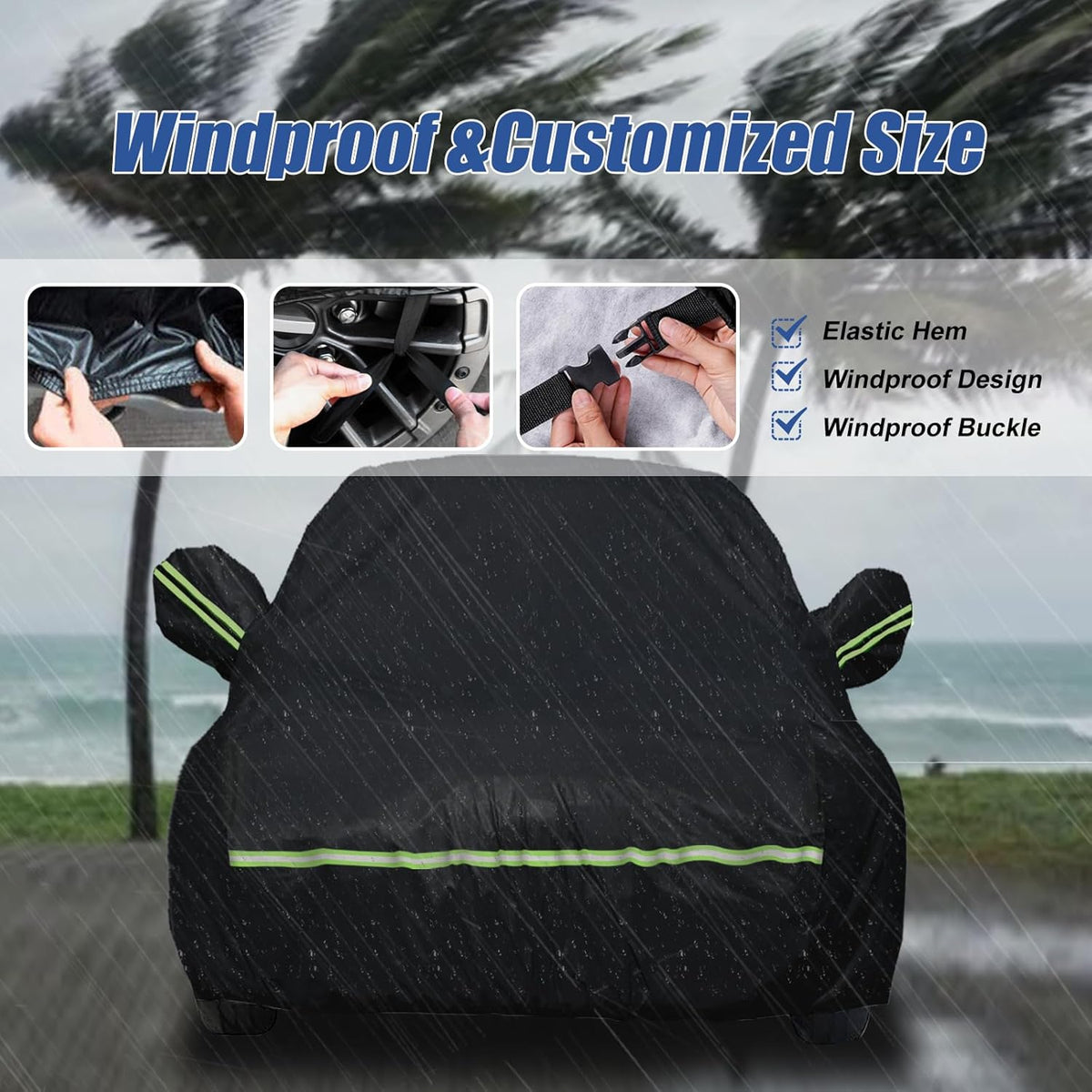 Waterproof Car Covers Fit for1960-1980 Volkswagen Beetle Bug Sedan 2-Door Saloon(Black) 210T Custom Heavy Duty Waterproof All Weather Protection Outdoor
