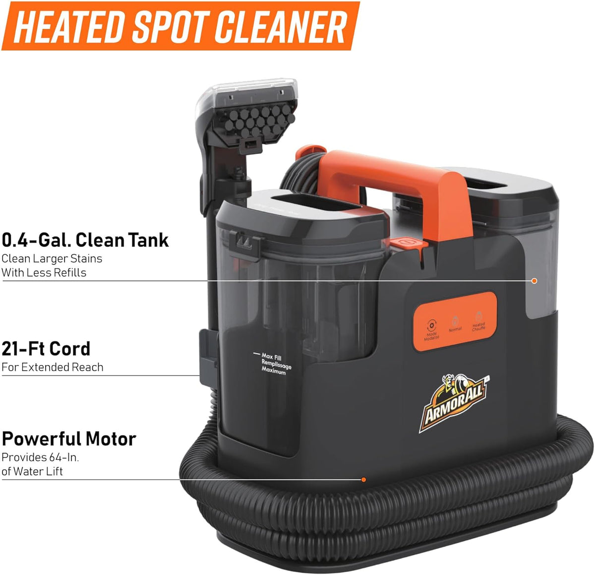 Armor All SCA702 901 7 Amp Portable Spot Cleaner for Car Cleaning, Carpet and Upholstery Stain Removal