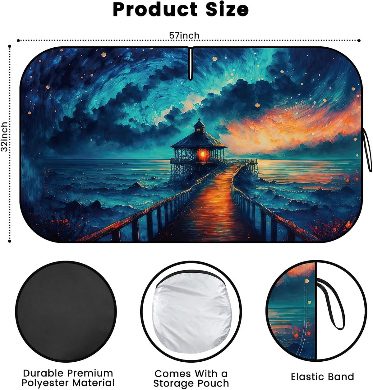 Iridescent Sun Shade for Car Windshield, Foldable Universal Car Windshield Upgrade Sunshade Enhanced UV Rays Reflective Sun Visor Shade Keeps Vehicle Cool