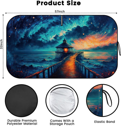 Iridescent Sun Shade for Car Windshield, Foldable Universal Car Windshield Upgrade Sunshade Enhanced UV Rays Reflective Sun Visor Shade Keeps Vehicle Cool