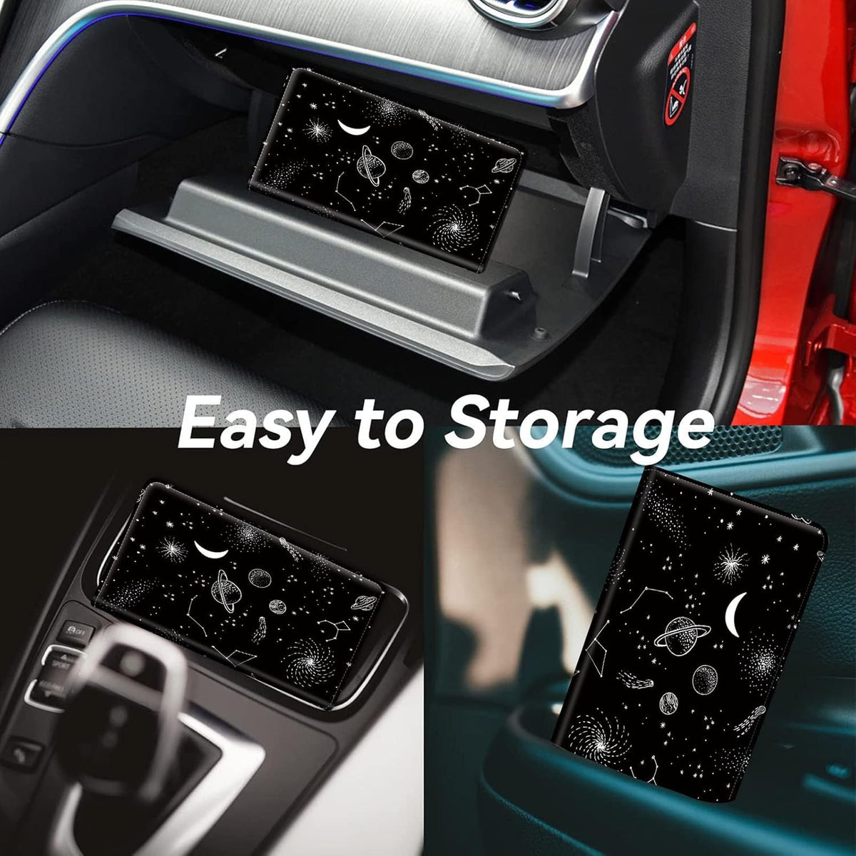 Car Registration and Insurance Holder, Leather Car Glove Box Organizer, Cool Car Accessories for ID, Driver's License Cards & Essential Document, business cards, Men&Women, Retro Audio Cassette