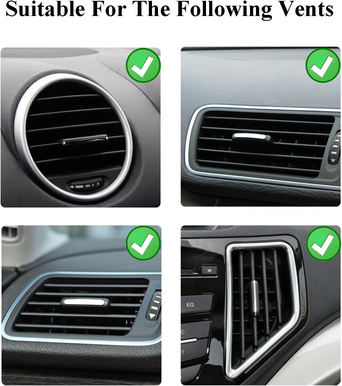 ORIESSE 4pcs Cute Daisy Flowers Car Air Freshener Vent Clips,Girly Flowers Car Accessories for Women,4 Sizes Sparkle Black Silver Flower Car Vent Clips,Refillable Clips On Car Diffuser