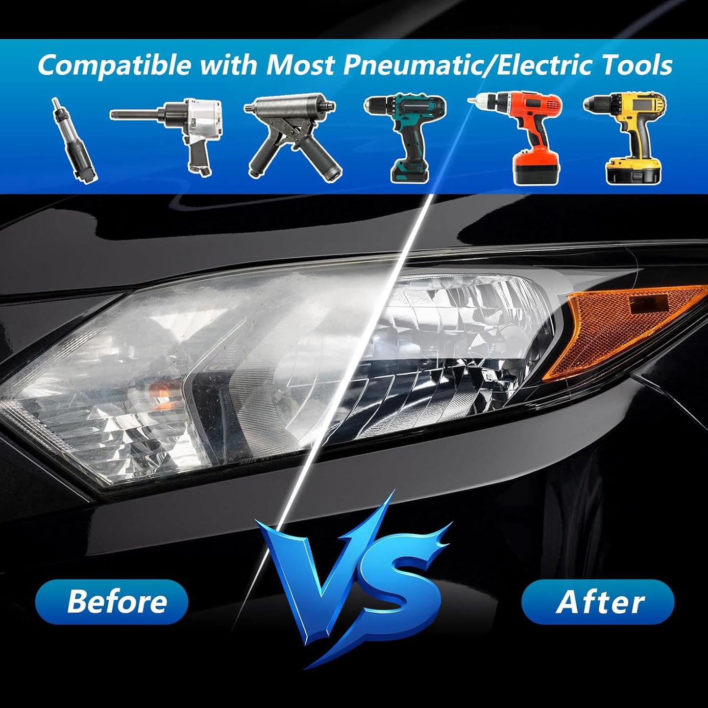 143 PCS 3 Inch 60-10000 Grit Headlight Restoration Kit, Wet Dry Hook and Loop Sanding Discs, Drill Polishing Kit Equipped with Sandpaper Pads and Rotary Tools for Wood, Metal, Glass and Small Jobs