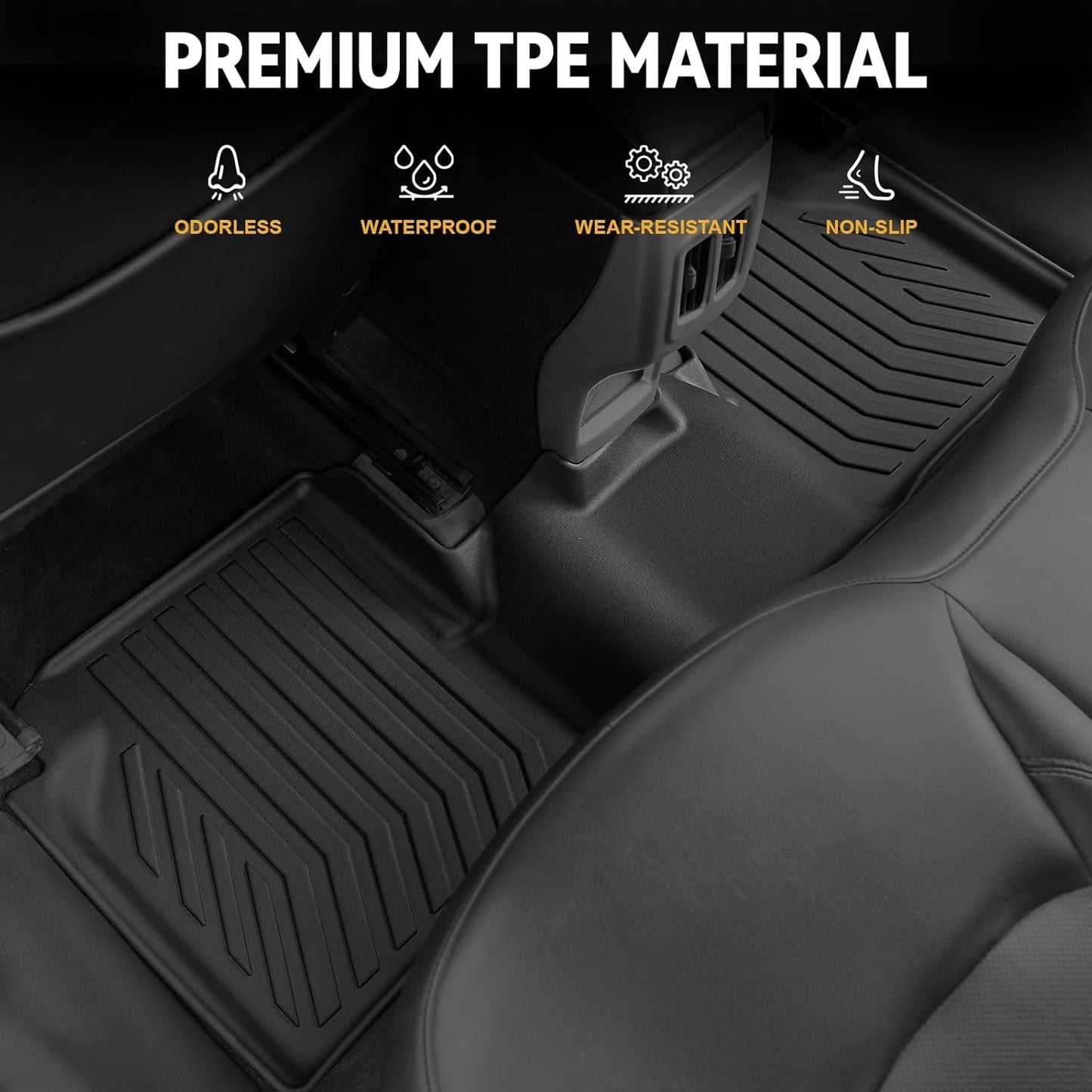 Floor Mats for Jeep Cherokee 2019-2023, All Weather Floor Mats Trunk Cargo Liner with Backrest Protectors and Door Sill Guards Accessories, Full Coverage Set