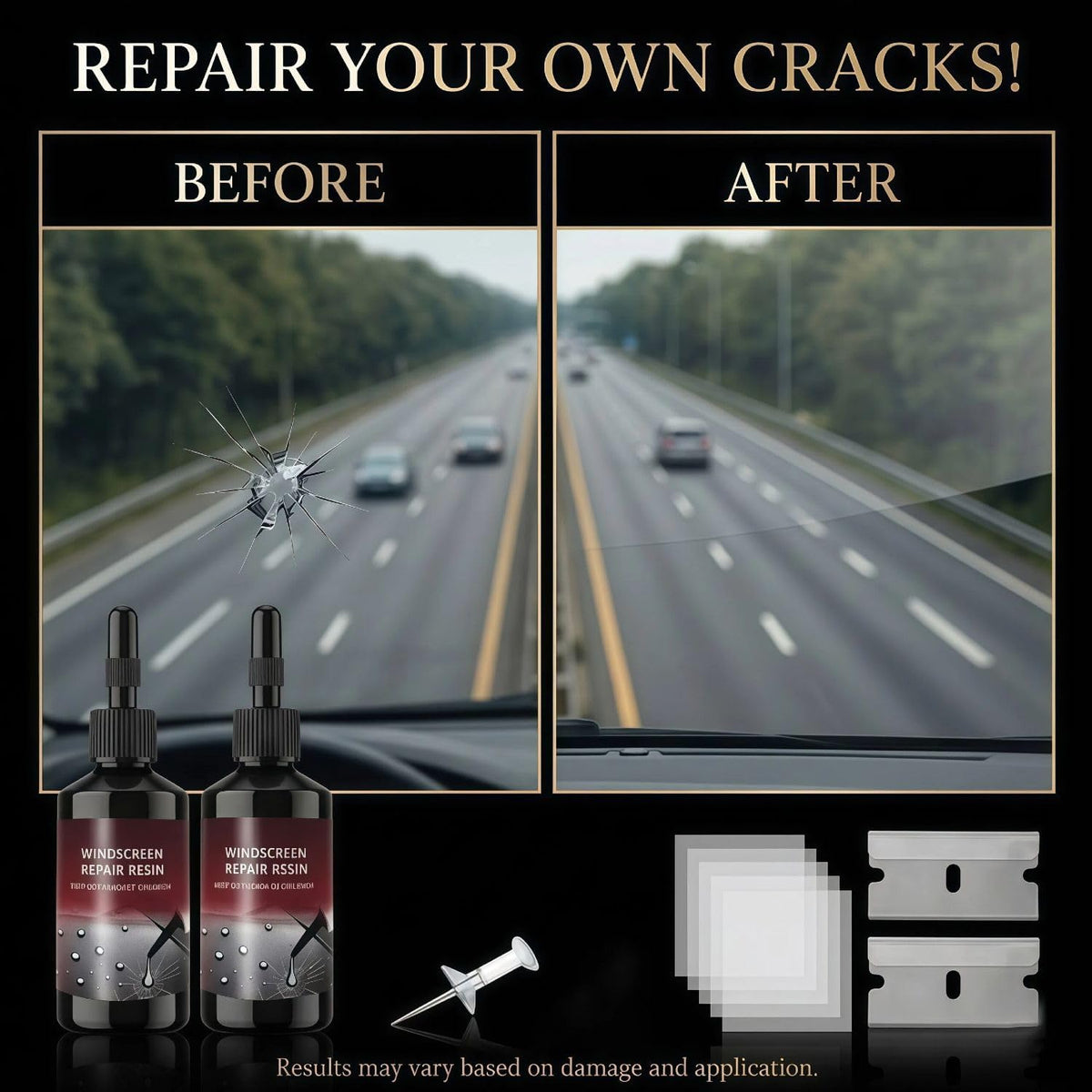 New 2Pack Windshield Repair Kit, 5Min Quick-Repair Nano Glass Repair Fluid. Suitable for Repairing car Windows, Rearview Mirrors and Glass.