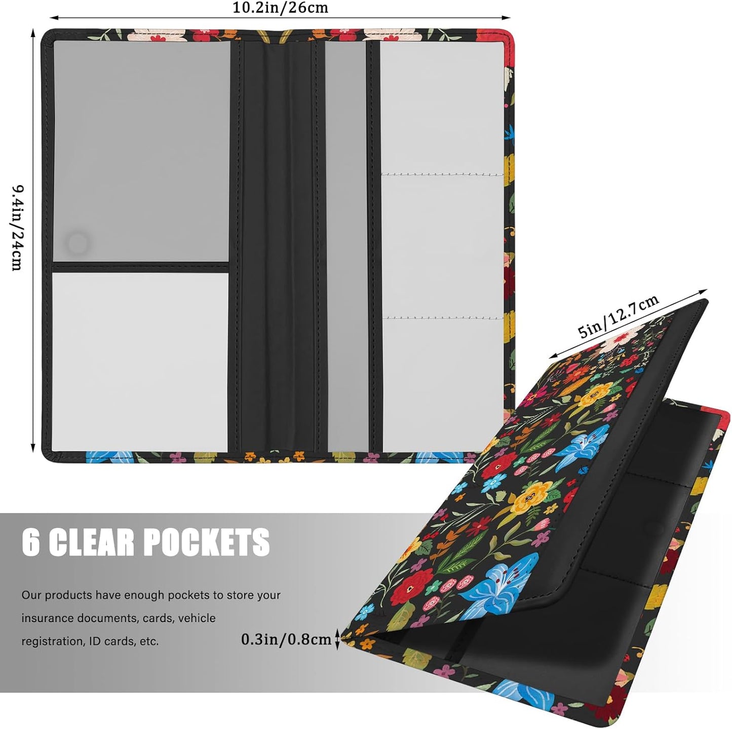 Car Registration and Insurance Holder, Auto Truck Document Holder with Magnetic Shut, Vehicle Glove Box Car Organizer, Interior Car Accessories for Women Men (Bow)