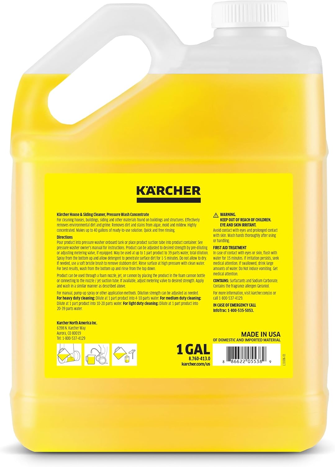 KÄRCHER Vehicle Wash and Wax, Pressure Washer Detergent, Cleans Cars, Bikes, Trucks, Boats and More, Highly Concentrated, Makes up to 40 gal of Cleaner