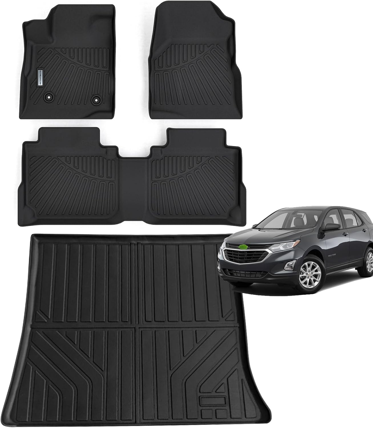Floor Mats & Trunk Mat for 2012-2017 Chevy Equinox/GMC Terrain,TPE All Weather Protection 2 Rows Car Floor Liners with Cargo Liners for Chevrolet Equinox Accessories