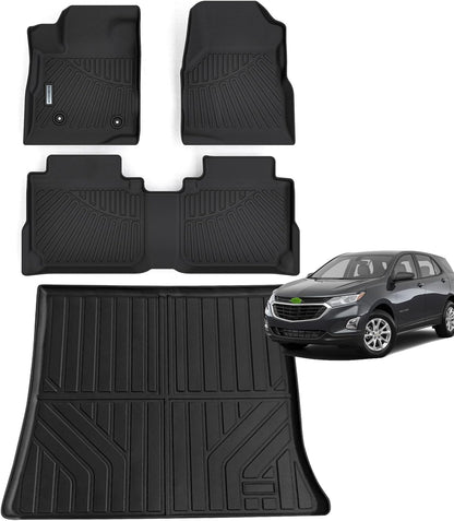 Floor Mats & Trunk Mat for 2012-2017 Chevy Equinox/GMC Terrain,TPE All Weather Protection 2 Rows Car Floor Liners with Cargo Liners for Chevrolet Equinox Accessories