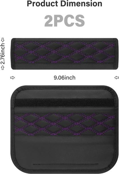 2PCS Car Seat Belt Cover Pads,Leather Seatbelt Covers Protect Shoulder and Neck Car Accessories Interior,Universal Car Seat Strap Pads Car Decorations for Most Cars Trucks (Black/Red)