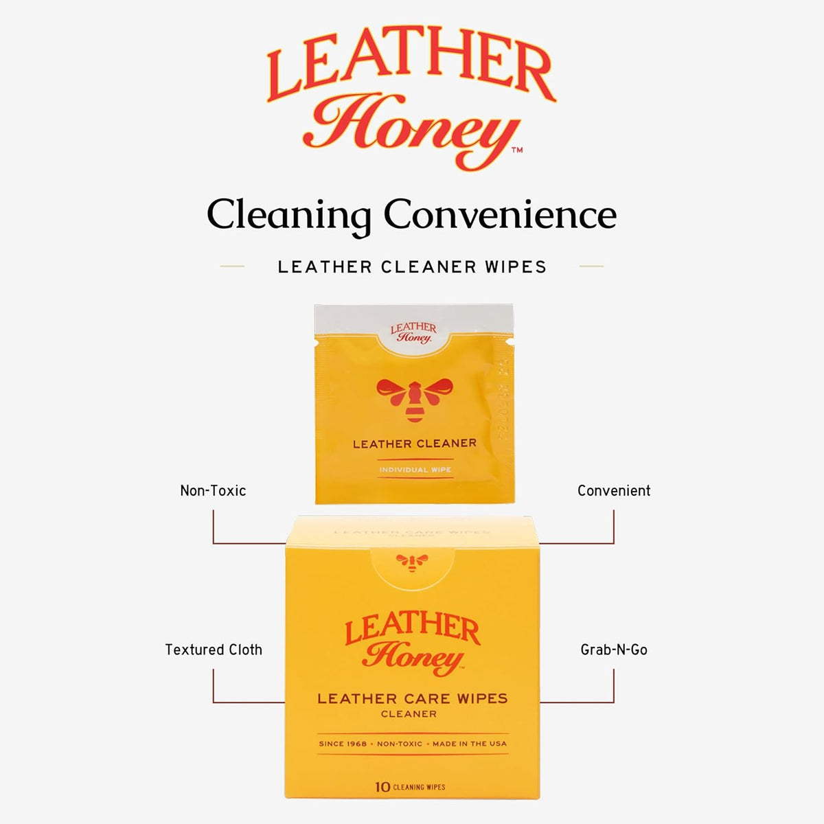 Leather Honey Leather Wipe Kit: Clean & Restore On-The-Go. For Any Color of Leather Couches, Car Seats, Purses, Shoes & Bags. Nontoxic, Ready-to-Use & Made in the USA. 5 Cleaner & 5 Conditioner Wipes