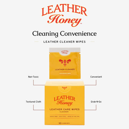 Leather Honey Leather Wipe Kit: Clean & Restore On-The-Go. For Any Color of Leather Couches, Car Seats, Purses, Shoes & Bags. Nontoxic, Ready-to-Use & Made in the USA. 5 Cleaner & 5 Conditioner Wipes