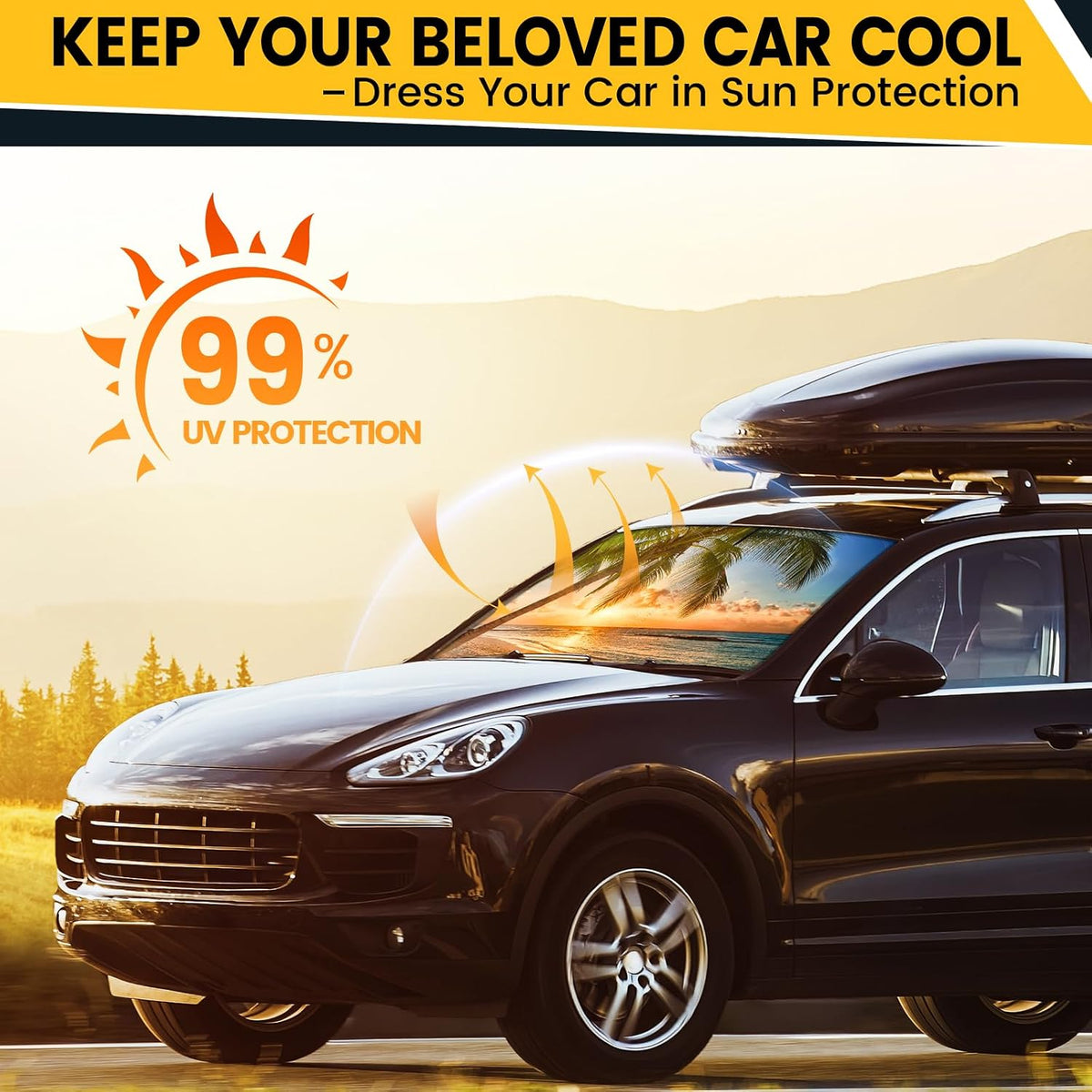 Car Windshield Sun Shade - Foldable Car Sun Shade Windshield for Front Window, Reflector Sunshade Offers Ultimate Protection for Cars Interior (55.2 x 31.5 in)