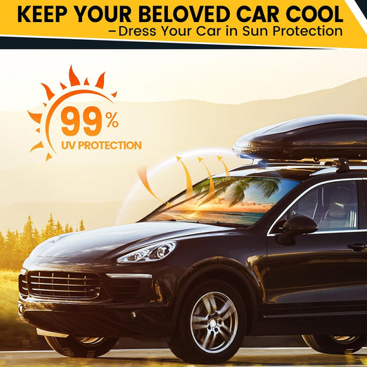 Car Windshield Sun Shade - Foldable Car Sun Shade Windshield for Front Window, Reflector Sunshade Offers Ultimate Protection for Cars Interior (55.2 x 31.5 in)