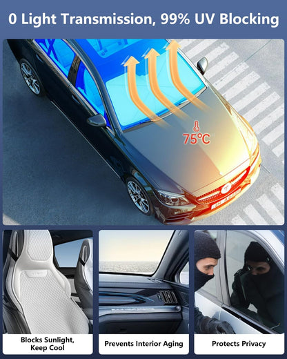 Windshield Sun Shade Umbrella for Car, Foldable Car Windshield Sunshade UV Block Heat Insulation, Fits Sedan SUV Truck, Compatible with Camry Accord Civic CRV Model Y Ideal Gifts for Men & Women