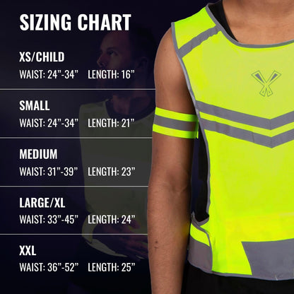 Reflective Running Vest with Pocket & 2 Bands, High-Visibility