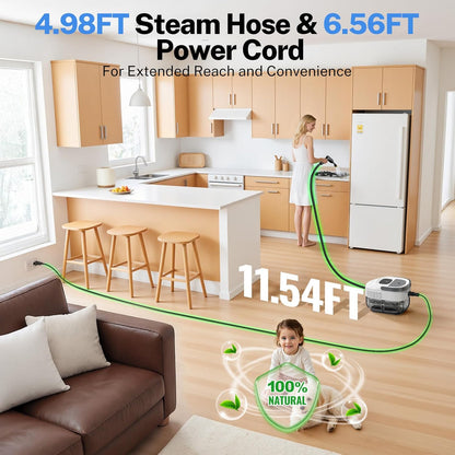 ODSD Steam Cleaner for Home & Car, 3-Level Adjustable Steamer for Cleaning, 15s Heat-Up & 1.6L Large Tank, Handheld Steam Cleaner for Car Detailing, Home, Tile, Grout,Furniture with 15pcs Accessories