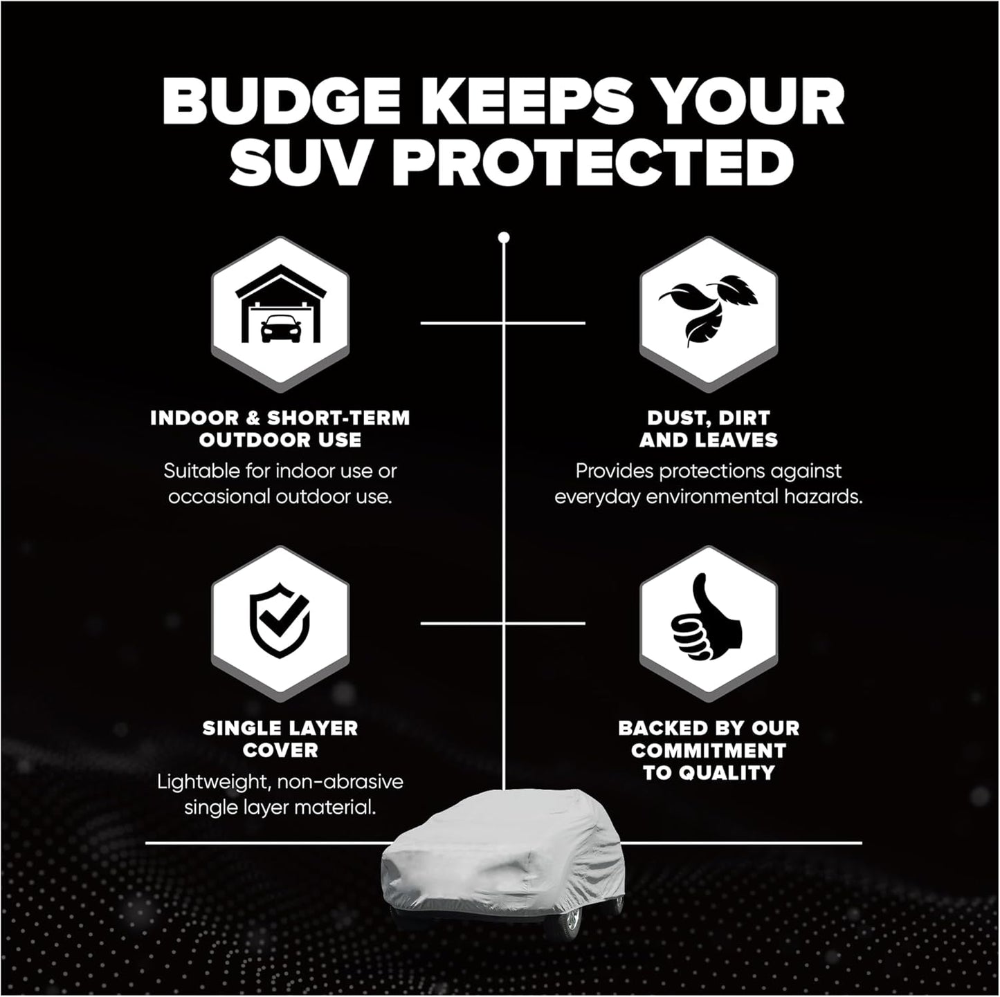 Budge Lite Car Cover, Indoor Protection, Breathable Dustproof Cover, Fits Mid-Size Sedans up to 200 Inches, Gray, Size 3