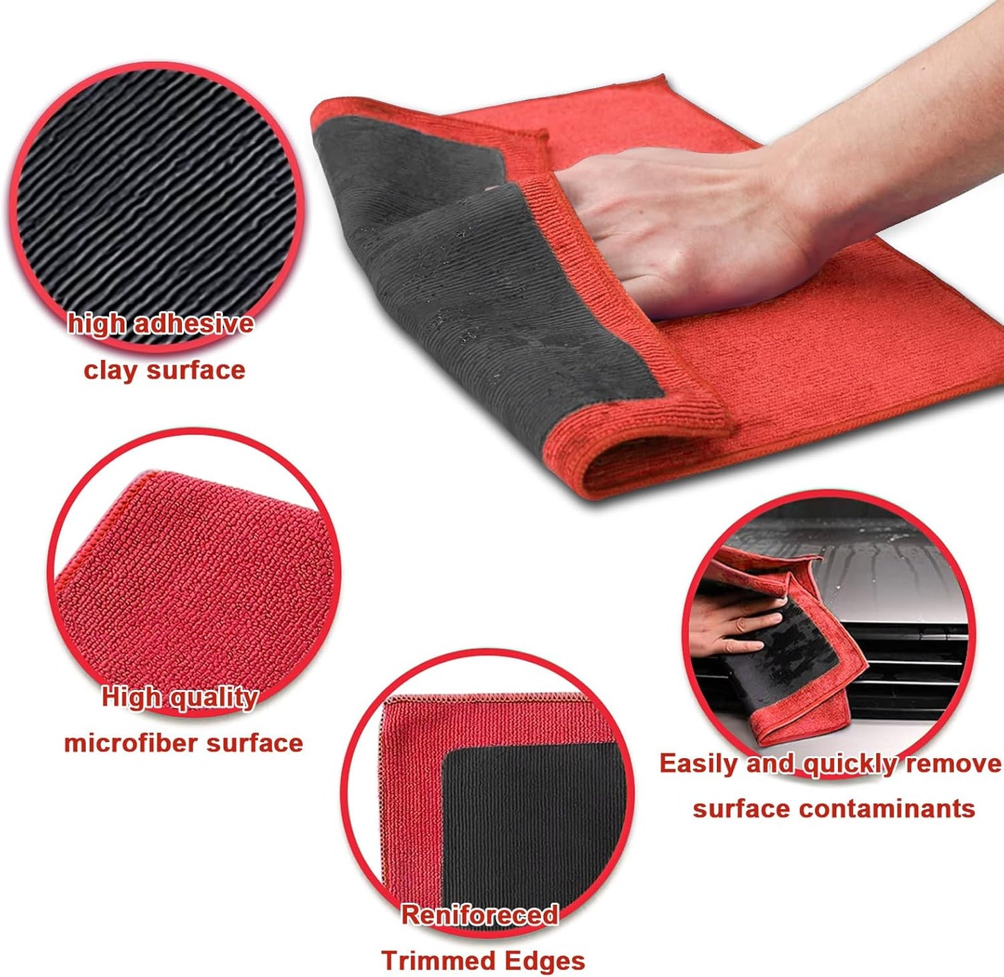 Clay Towel 2 Pack Auto Detailing - Fine Grade Microfiber Car Chamois Towel - DIY Detail Clay Bar Alternative