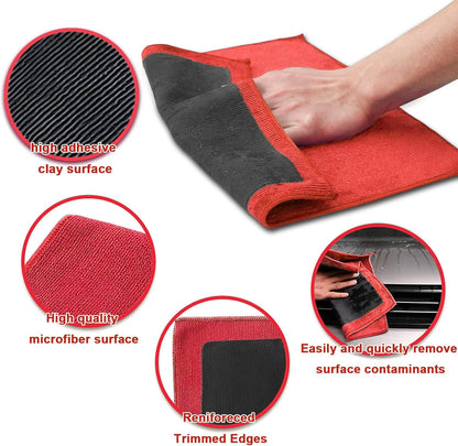 Clay Towel 2 Pack Auto Detailing - Fine Grade Microfiber Car Chamois Towel - DIY Detail Clay Bar Alternative