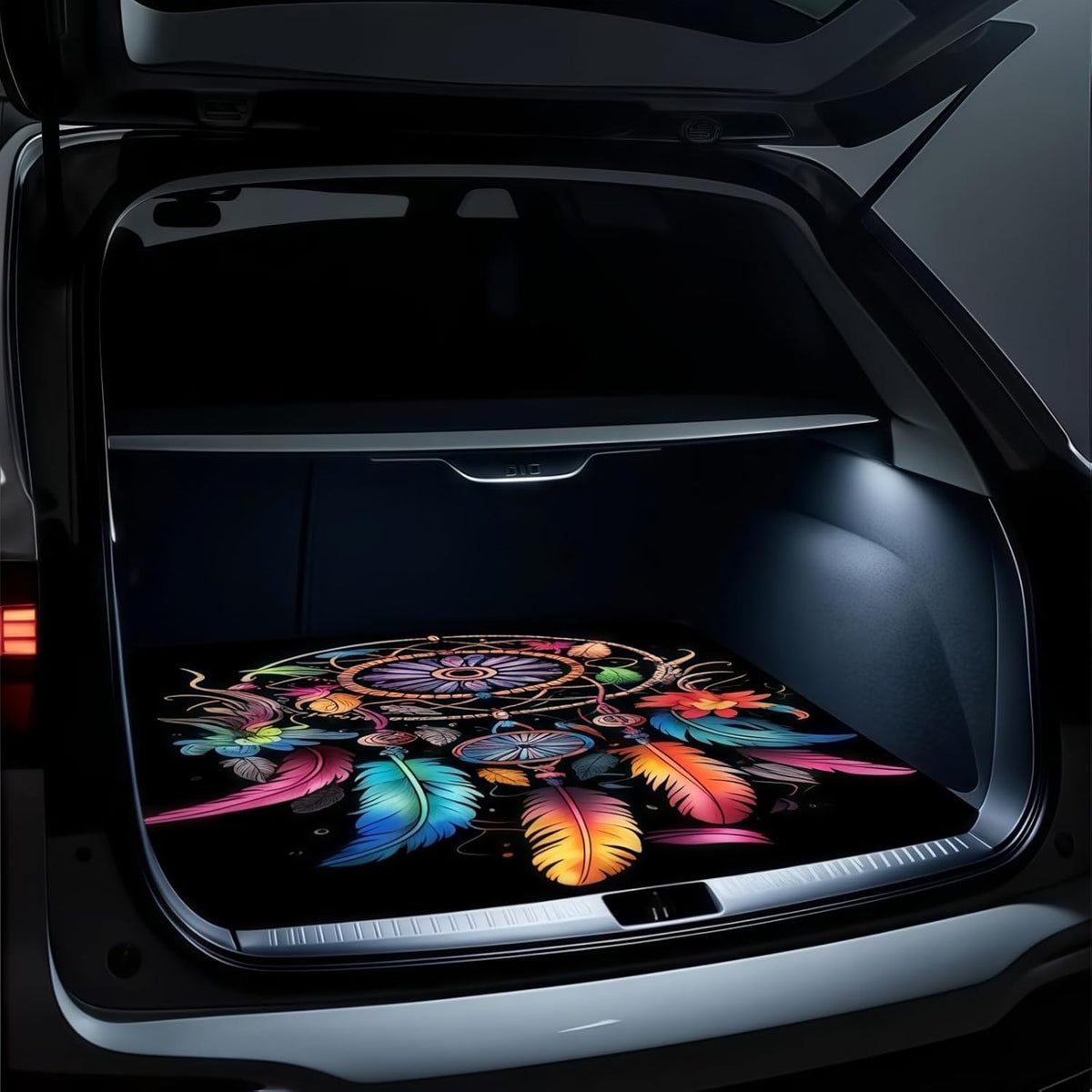 Universal Car Trunk Mat 29" x 39",Purple Colorful Flowers All Weather Trunk Protection Cargo Liner, Durable Cargo Mat Rear Trunk Liner,Stylish Vehicle Interior Accessories Suitable for Most Car Models