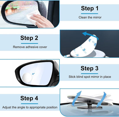 BFXM Blind Spot Mirrors 2 Pack, Car Accessories Frameless Side Mirror Blindspot Convex HD Glass, Side View Mirror Blindspot with Wide Angle Adjustable Stick for Car SUV and Trucks