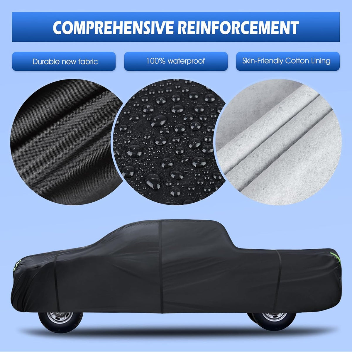 6 Layers Car Cover Waterproof All Weather for Automobiles, Size A3 with Zipper Cotton Fit for Toyota Camry, Honda Accord, Ford Mustang, Chevy Camaro/Malibu,Kia Optima/K5 (187-198 inch)