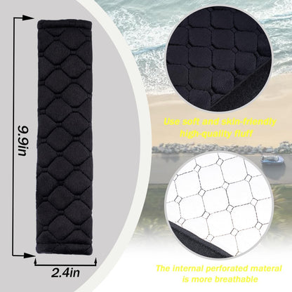 WJS 2 Pack Soft Auto Seat Belt Cover Seatbelt Shoulder Pad for a More Comfortable Driving Compatible with All Cars and Backpack (Black)