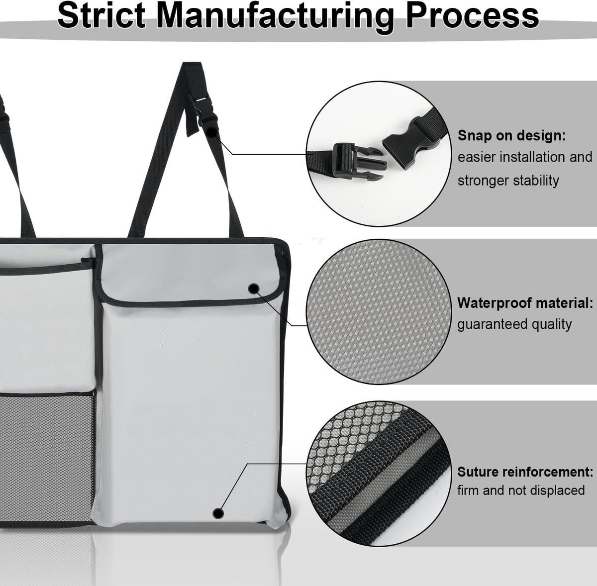 UYYE Trunk Hanging Organizer, Backseat Bag, Car Interior Accessories with 4 Pockets & 2 Mesh Pouches for Groceries, Will Provide More Storage Trunk Space for SUV, Jeep, MPVs