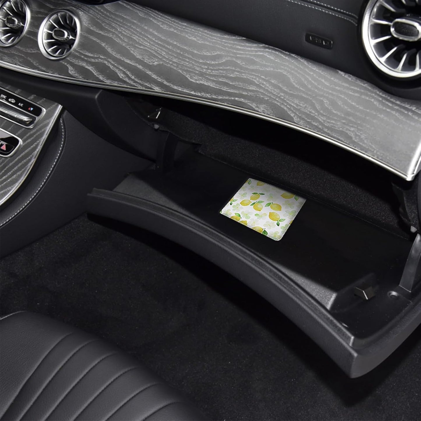 LumiMokki Car Registration and Insurance Holder, Leather Registration and Insurance Card Holder, Vehicle Glove Box Organizer - For Documents, Cards, License (Black)