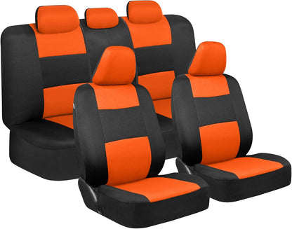 BDK PolyPro Car Seat Covers Full Set in Charcoal on Black – Front and Rear Split Bench for Cars, Easy to Install Cover Set, Accessories Auto Trucks Van SUV