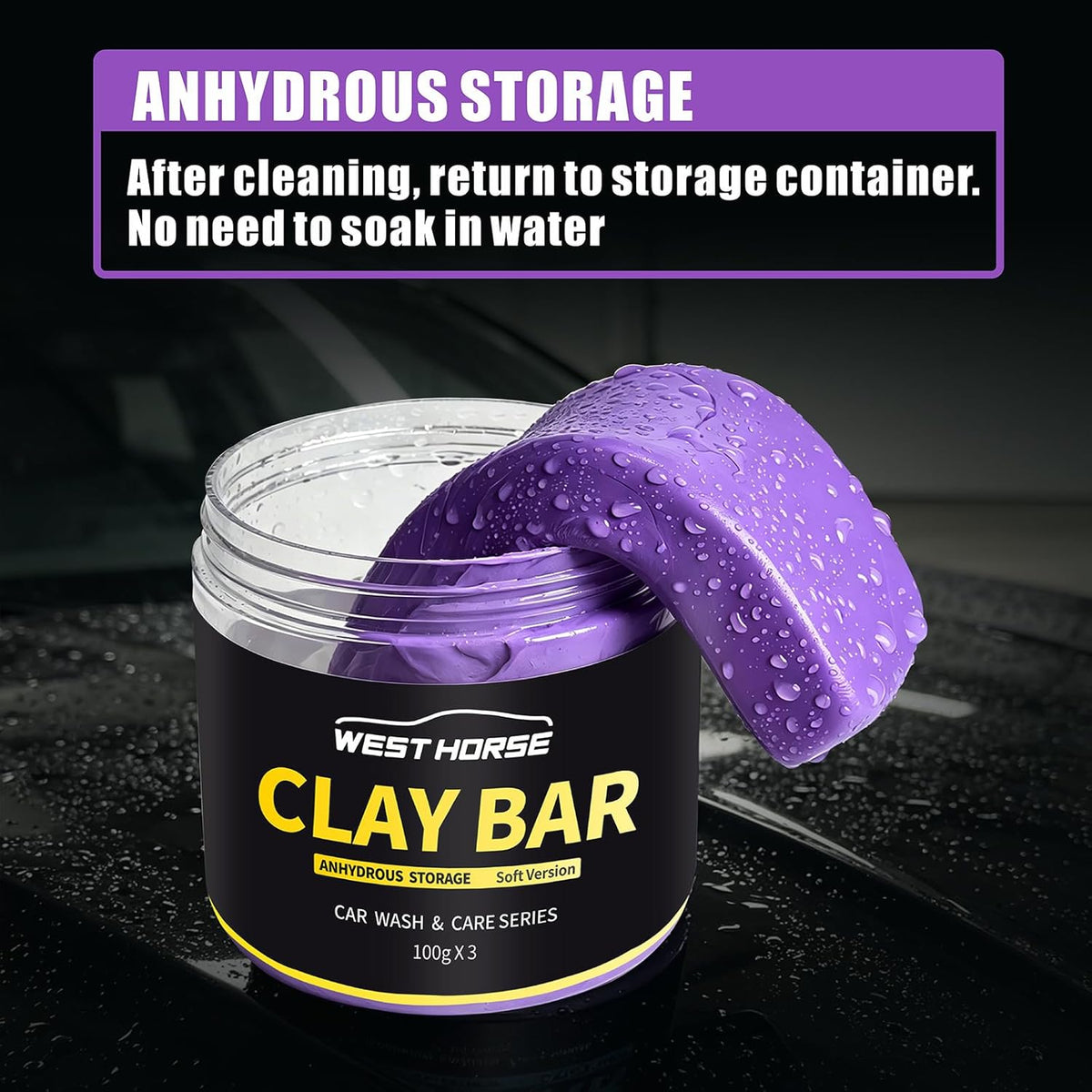 Clay Bar 3 Pack 300g(3x100g) Car Detailing Magic Clay Bars, Auto Clean Wash Bars, Deeply Cleanse The Paint Surface (Medium)