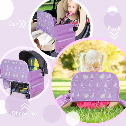 MENZOKE Kids Travel Tray for Toddler Car Seat, Road Trip Activities for Kids with iPad Holder Stand & Dry Erase Board, Road Trip Essentials Accessories Lap Tray as Travel Gifts for Kid, Pink