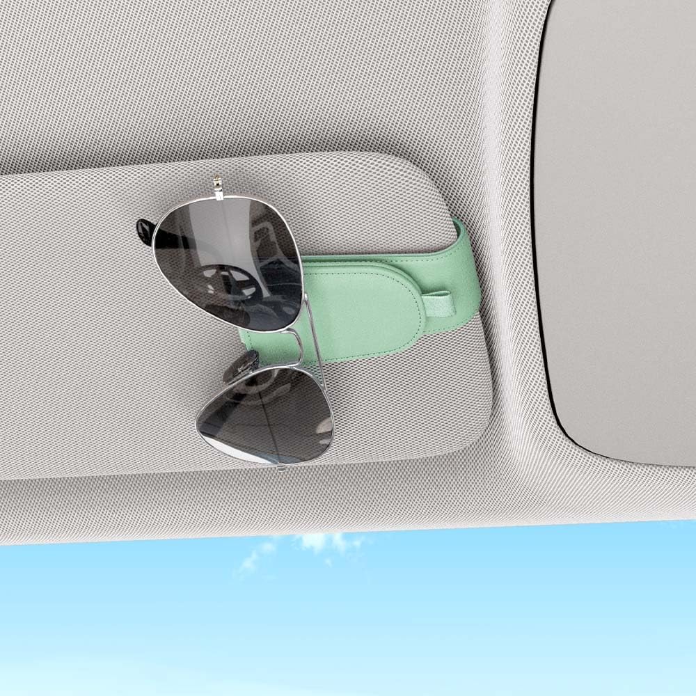 Sotfamily Sunglass Holder for Car Visor, Suede Cloth Magnetic Sunglass Organizer for Car Accessories, 2 Packs, Black