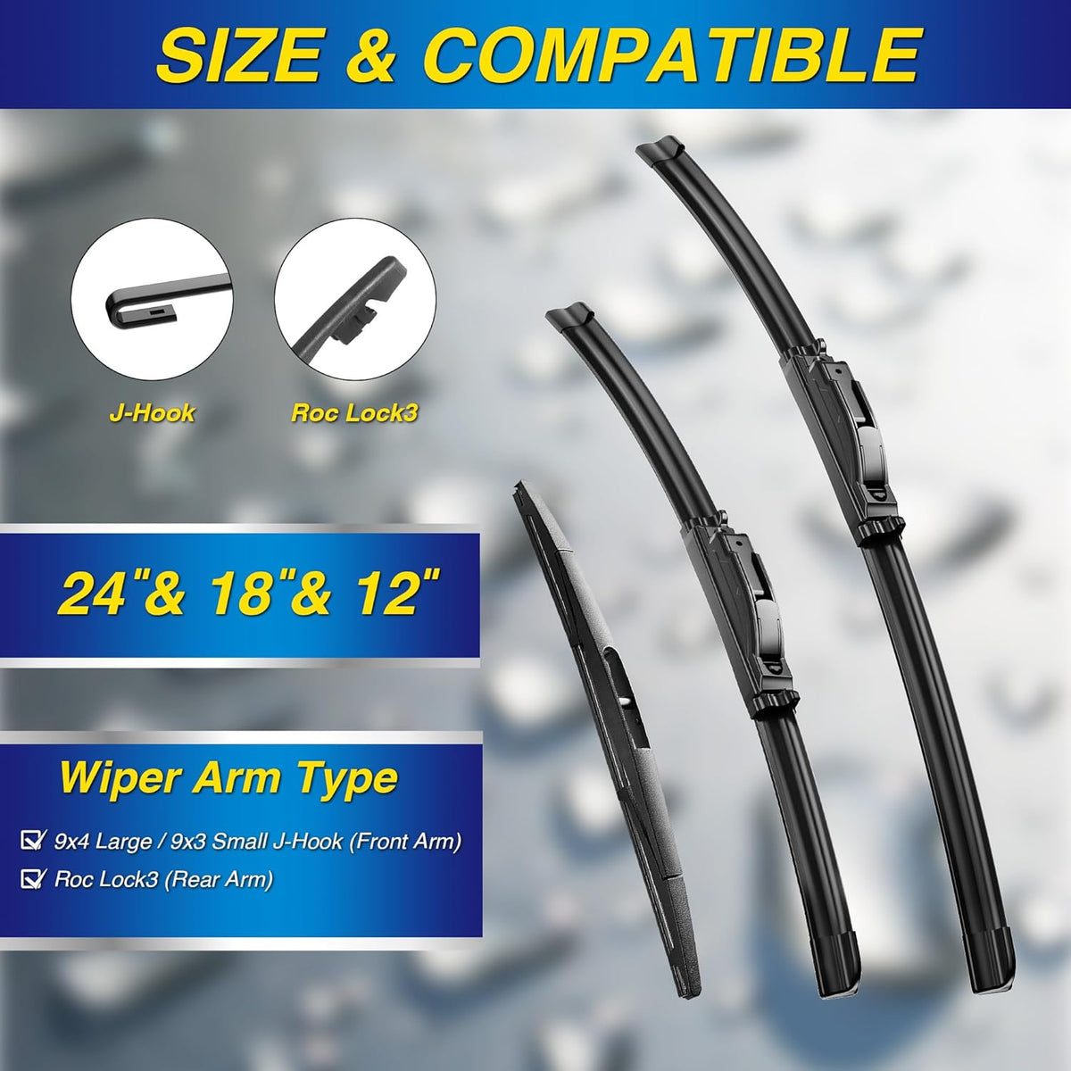 5 PLUS® Silicone Windshield Wipers Replacement for 2007-2014 Ford edge, 2007-2015 Lincoln MKX Wiper Blades(Set of 3),Automotive Replacement Windshield Wiper Blades For My Car-26"/20"/14" - Colors A