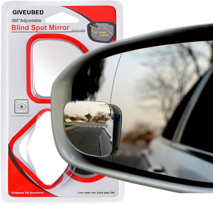 Upgrade HD Glass Wide Angle Blind Spot Mirror, Frameless 360 Adjustable Convex Rear View Mirror for Cars, Trucks and SUV - Big Fan Shaped 2pcs