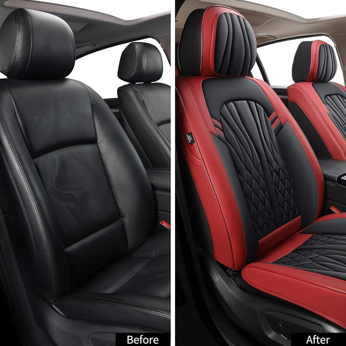 MINGBRON Leather Car Seat Covers,Car Seat Protector Waterproof,Seat Covers Full Set, Car Seat Protectors 5 Seats,Automotive Seat Covers Fit Most Cars Wine Red