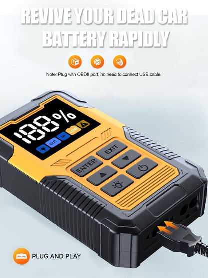 Jump Starter, Battery Jumper Starter Portable, Car Battery Jump Starter with 3 Modes Flashlight, Compass, Power Bank and Jumper Cable