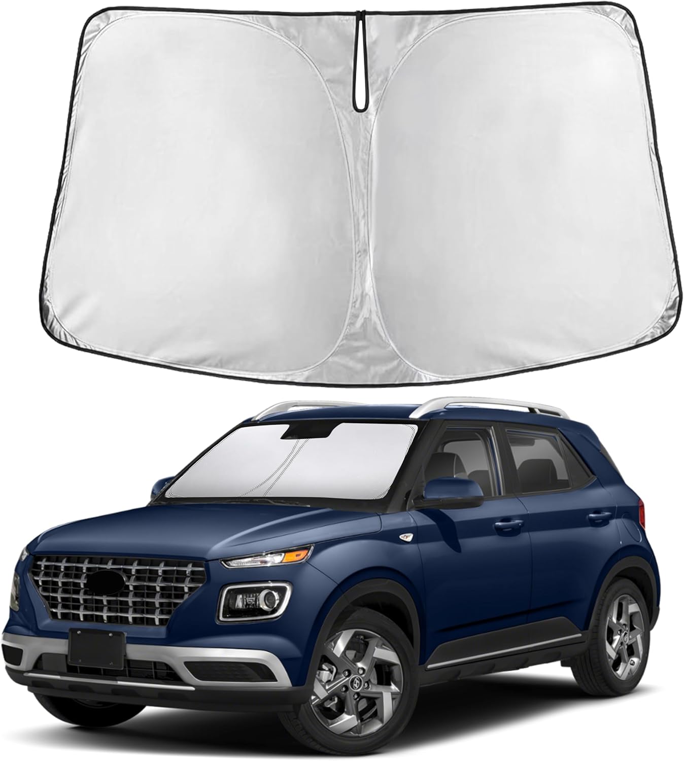 EcoNour Car Windshield Sun Shade | 2025 Upgraded Innovative No-Light-Pass Technology for Maximum Coverage | Foldable Sun Shade Keeps Your Vehicle Cool | Must-Have Car Accessories | Small (59" x 29") - Colors K