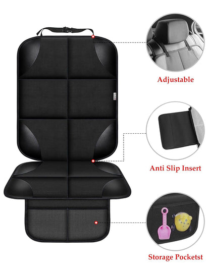 Meolsaek Car Seat Protector for Child Car Seat, Durable 600D Fabric Waterproof Car Seat Cover with Thick Pad Non-Slip Backing，No Imprints (Black 2pcs)