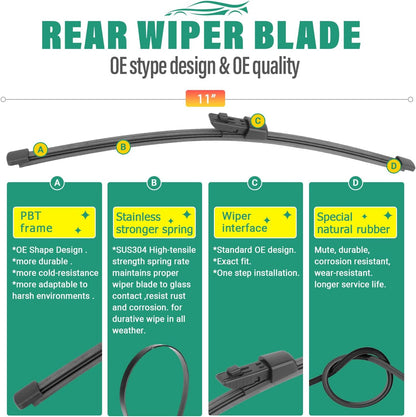 26" 16" 11" Windshield Wiper Blades Replacement for Chevrolet Chevy Trax 2024 2025 2026 Premium All Weather Front Rear Wipers Set - OEM Quality (Pack of 3) - Colors A